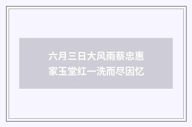 六月三日大风雨蔡忠惠家玉堂红一洗而尽因忆