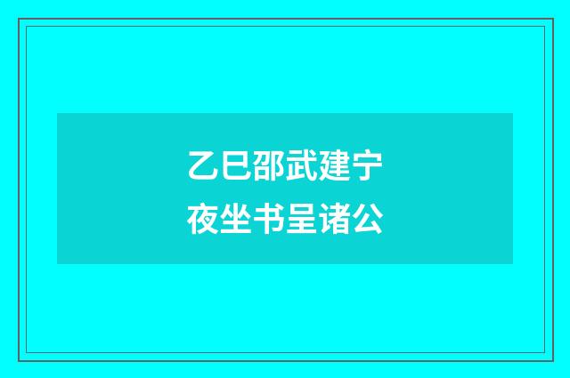 乙巳邵武建宁夜坐书呈诸公