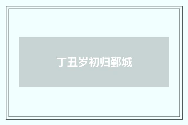 丁丑岁初归鄞城