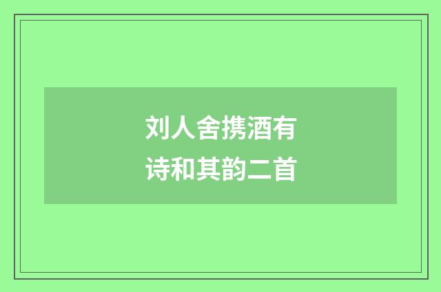 刘人舍携酒有诗和其韵二首