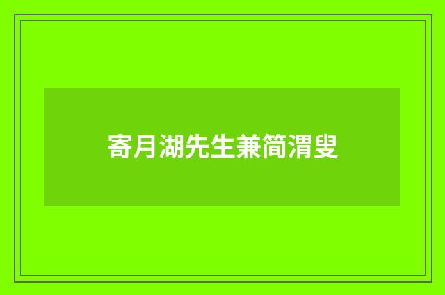 寄月湖先生兼简渭叟