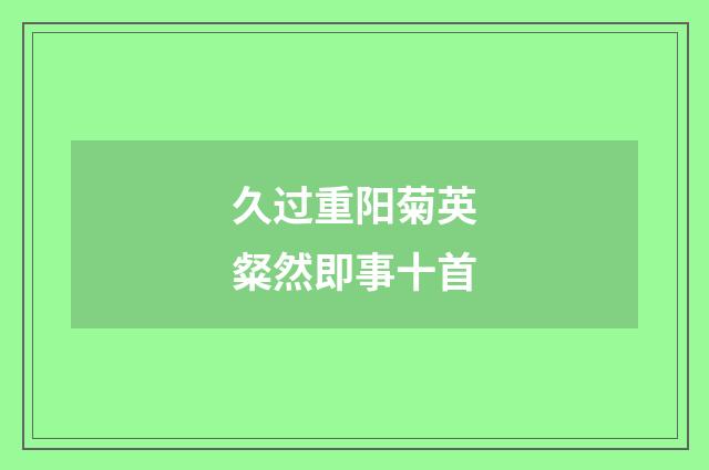 久过重阳菊英粲然即事十首