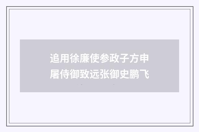 追用徐廉使参政子方申屠侍御致远张御史鹏飞