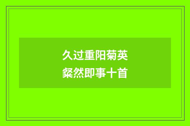 久过重阳菊英粲然即事十首