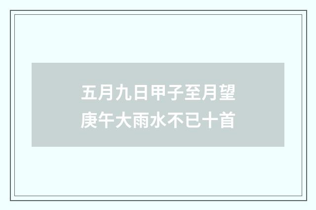 五月九日甲子至月望庚午大雨水不已十首