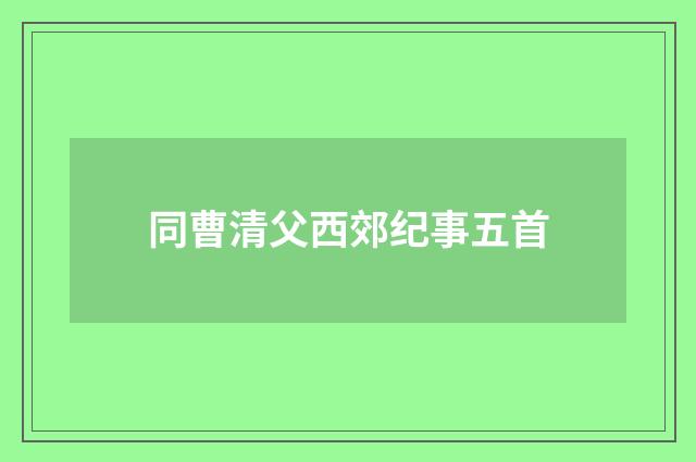 同曹清父西郊纪事五首