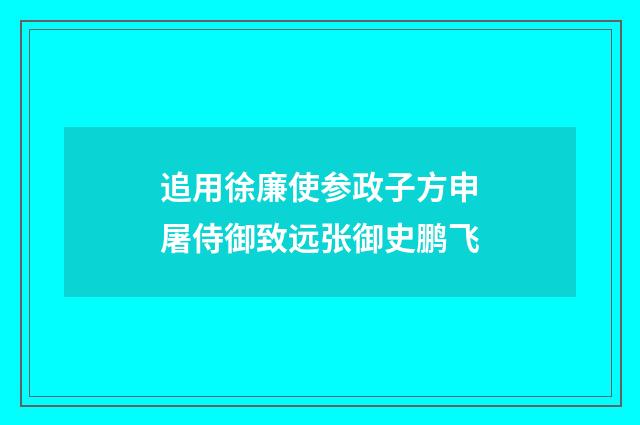 追用徐廉使参政子方申屠侍御致远张御史鹏飞
