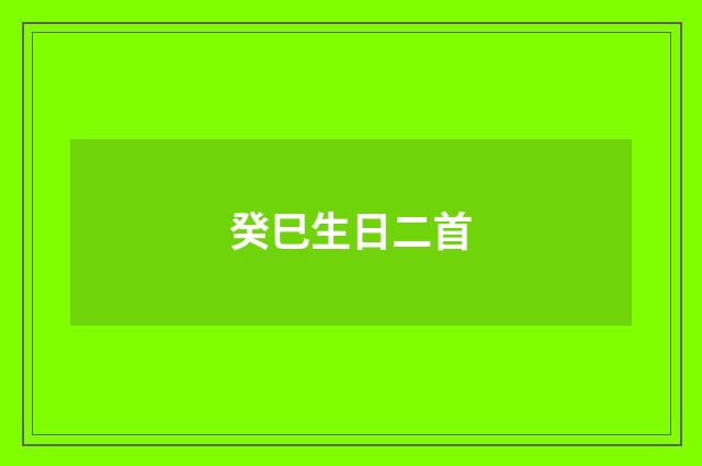 癸巳生日二首