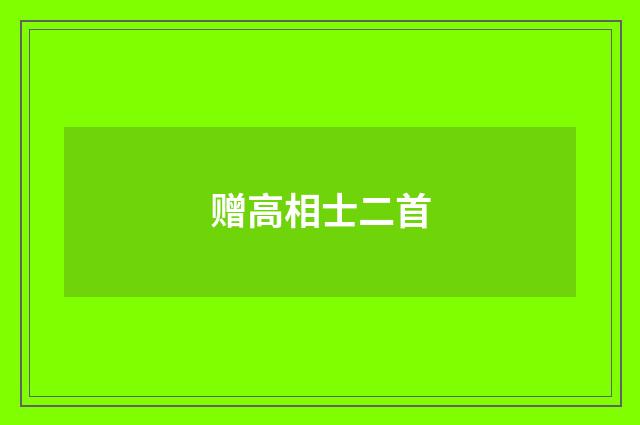 赠高相士二首