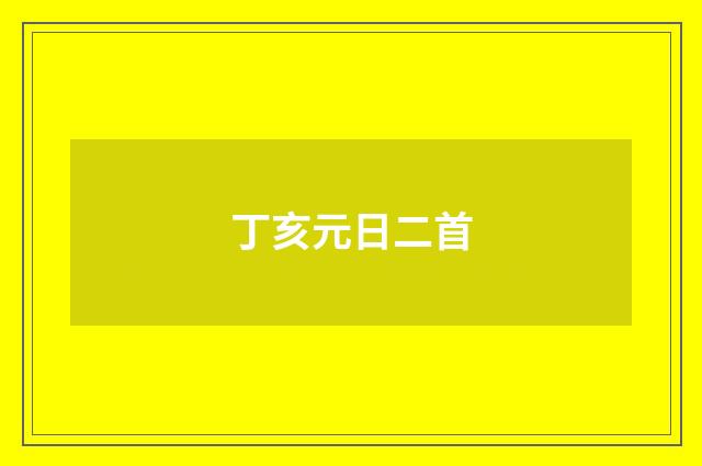 丁亥元日二首