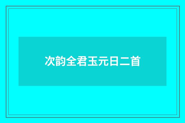 次韵全君玉元日二首