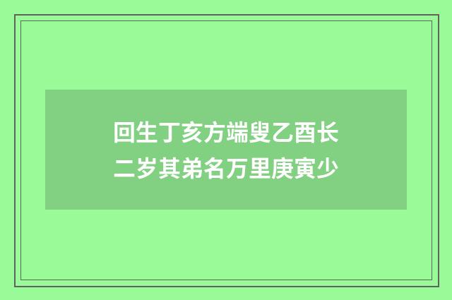 回生丁亥方端叟乙酉长二岁其弟名万里庚寅少