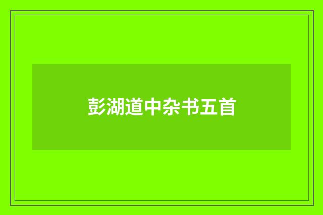 彭湖道中杂书五首