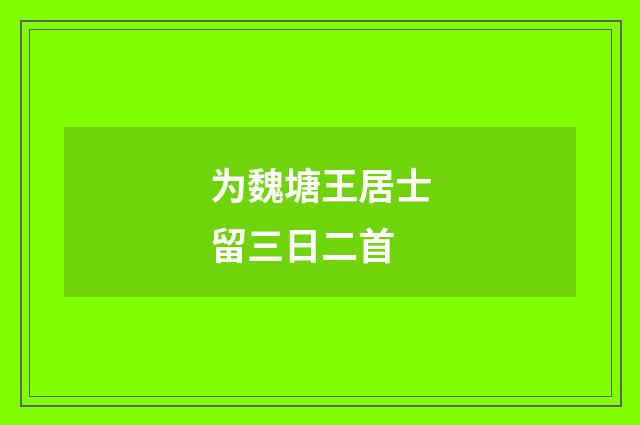 为魏塘王居士留三日二首