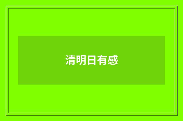 清明日有感
