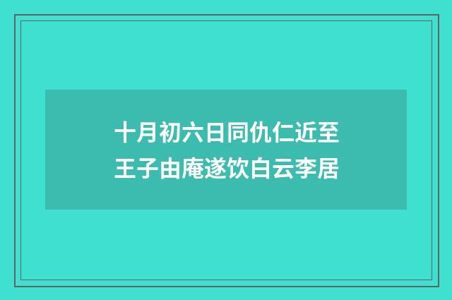 十月初六日同仇仁近至王子由庵遂饮白云李居