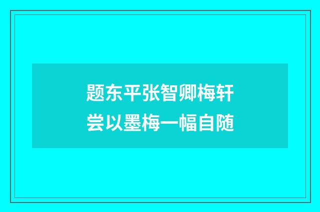 题东平张智卿梅轩尝以墨梅一幅自随