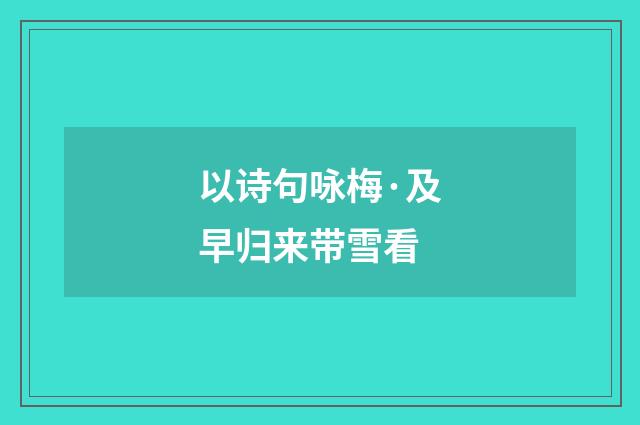 以诗句咏梅·及早归来带雪看
