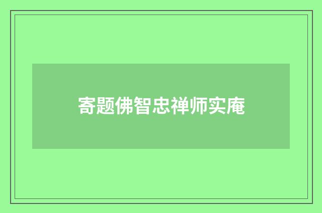 寄题佛智忠禅师实庵