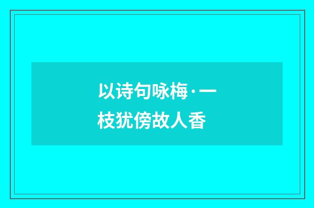 以诗句咏梅·一枝犹傍故人香