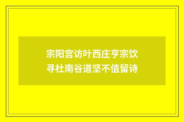宗阳宫访叶西庄亨宗饮寻杜南谷道坚不值留诗