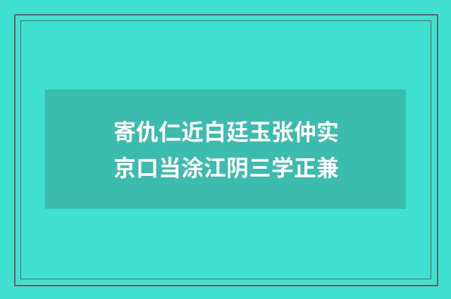 寄仇仁近白廷玉张仲实京口当涂江阴三学正兼