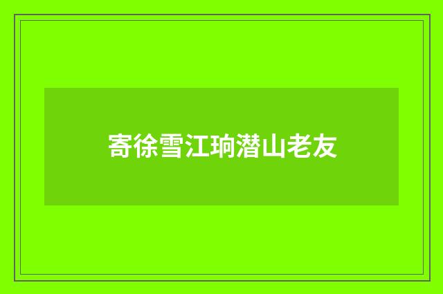 寄徐雪江珦潜山老友