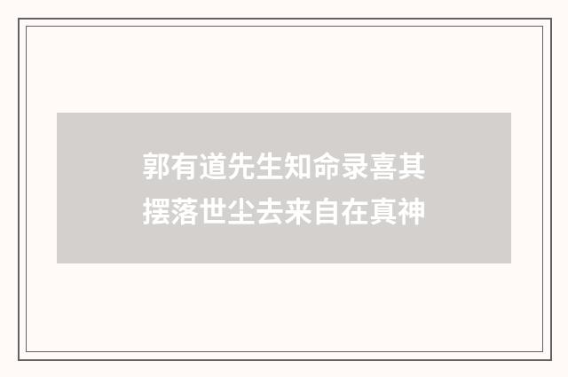 郭有道先生知命录喜其摆落世尘去来自在真神