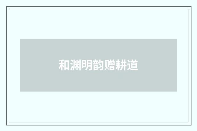 和渊明韵赠耕道