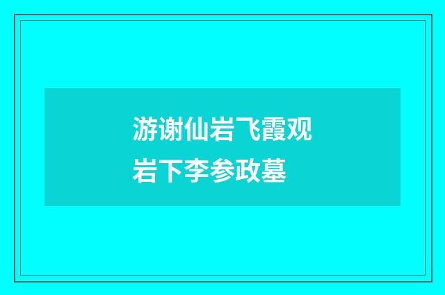 游谢仙岩飞霞观岩下李参政墓