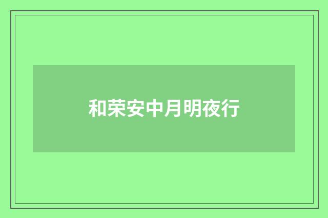 和荣安中月明夜行