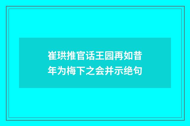 崔珙推官话王园再如昔年为梅下之会并示绝句
