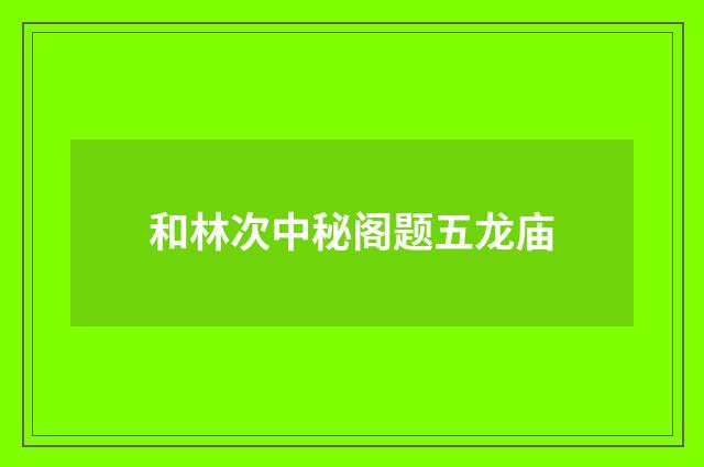 和林次中秘阁题五龙庙