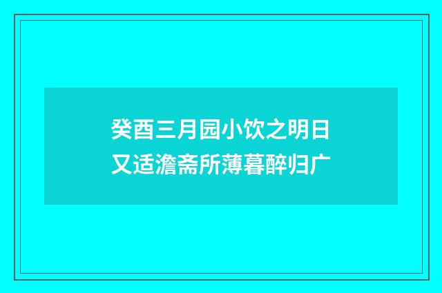 癸酉三月园小饮之明日又适澹斋所薄暮醉归广