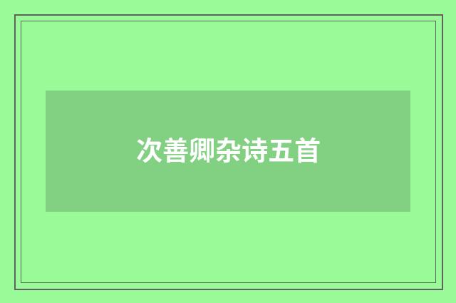 次善卿杂诗五首