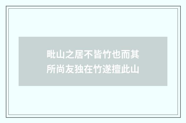 毗山之居不皆竹也而其所尚友独在竹遂擅此山