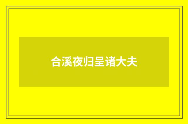合溪夜归呈诸大夫