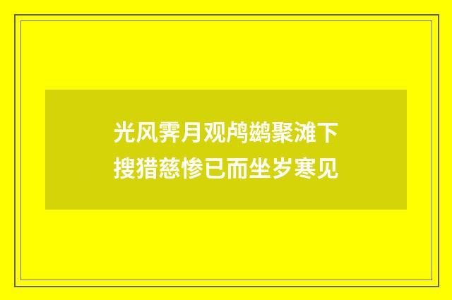 光风霁月观鸬鹚聚滩下搜猎慈惨已而坐岁寒见