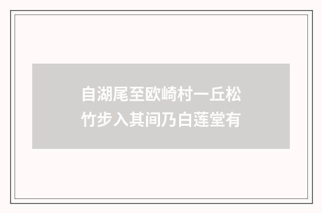 自湖尾至欧崎村一丘松竹步入其间乃白莲堂有