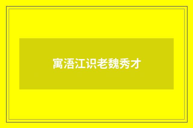 寓浯江识老魏秀才