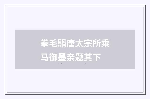 拳毛騧唐太宗所乘马御墨亲题其下