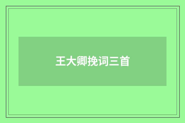 王大卿挽词三首