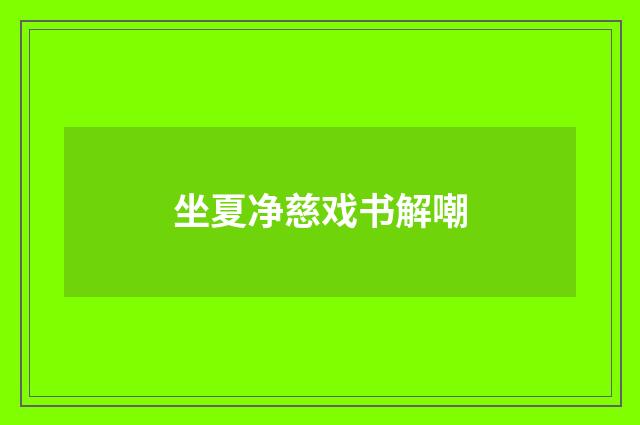 坐夏净慈戏书解嘲