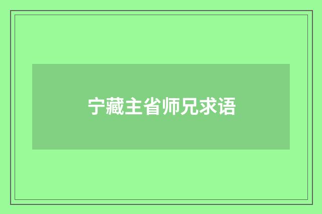 宁藏主省师兄求语