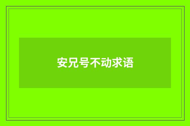 安兄号不动求语