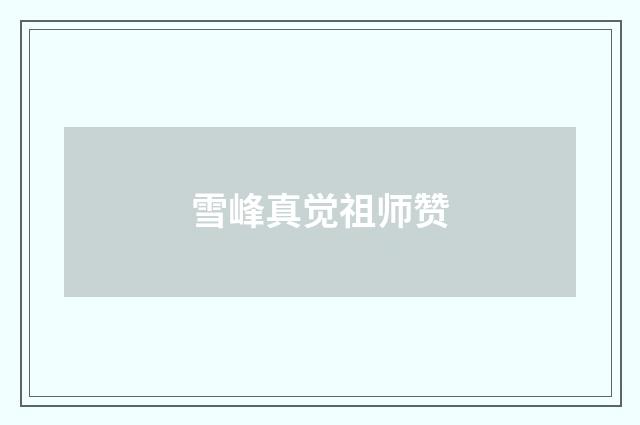 雪峰真觉祖师赞