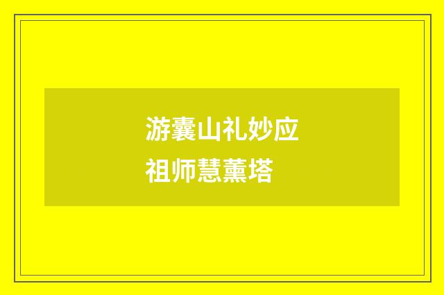 游囊山礼妙应祖师慧薰塔