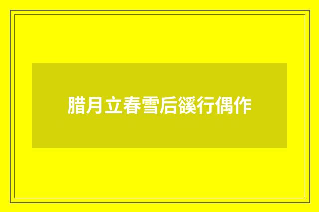 腊月立春雪后豀行偶作