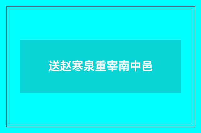 送赵寒泉重宰南中邑