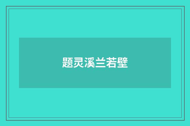 题灵溪兰若壁